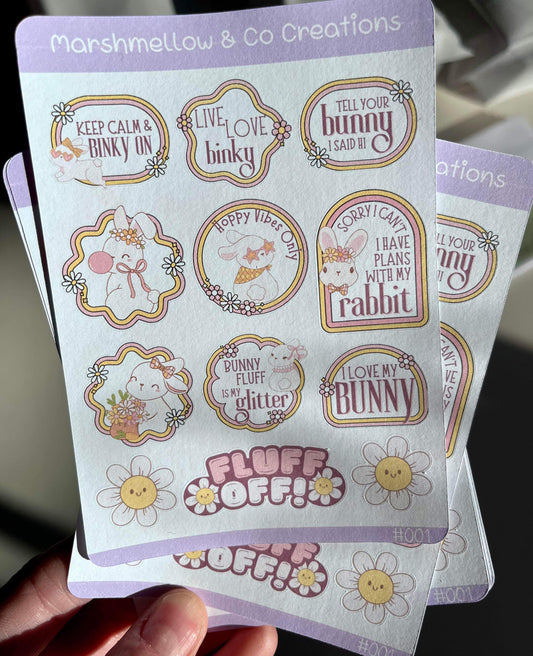 Bunny quote sticker sheet